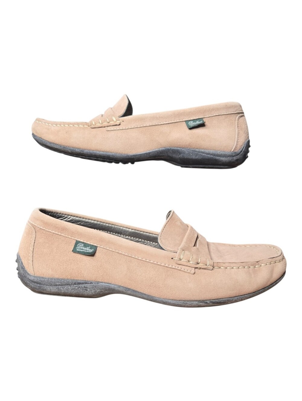 Paraboot Womens Tan Velvet Corvette Velours Suede Penny Loafers Size 7 (UK 5)